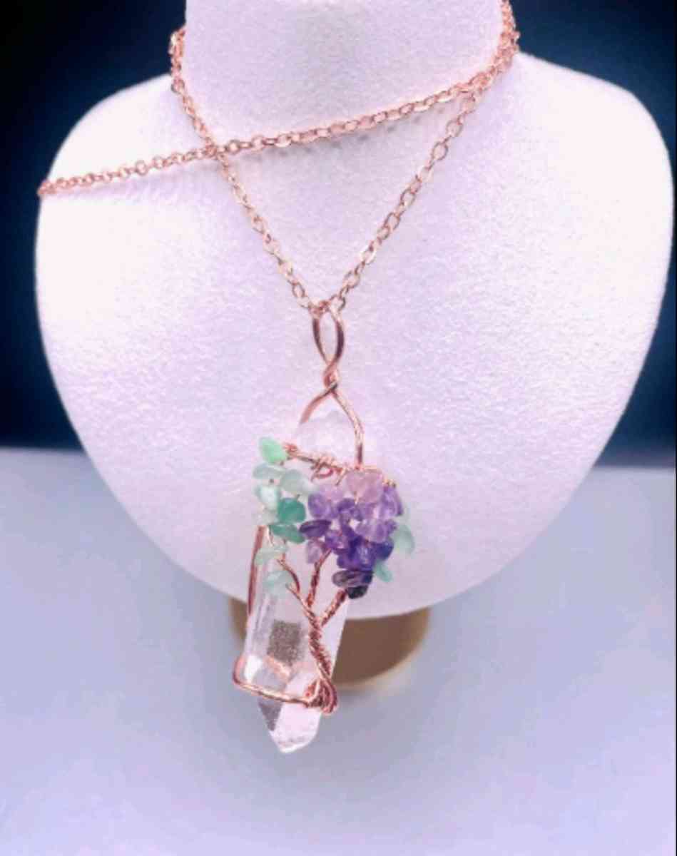 CRYSTAL QUARTZ WIRED TREE OF LIFE NECKLACE - Elysburg, Pennsylvania - FleaMarketBay