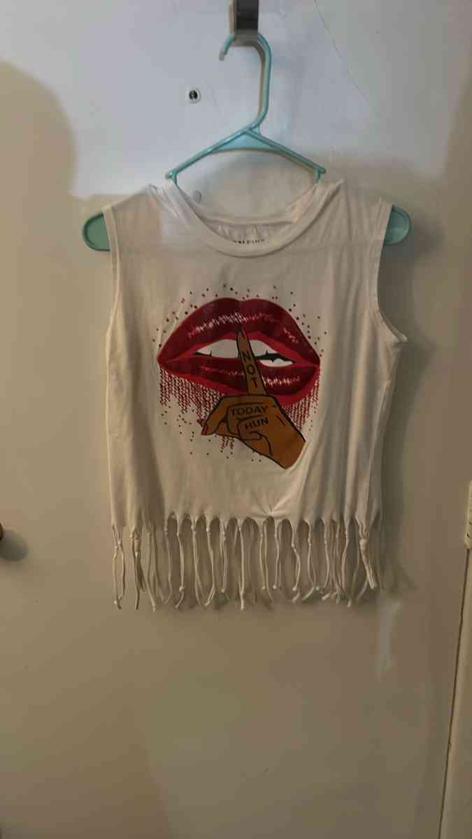On Fire Not Today Fringed Tassel Muscle Tshirt Size M Festiv - Atlanta, Georgia - FleaMarketBay