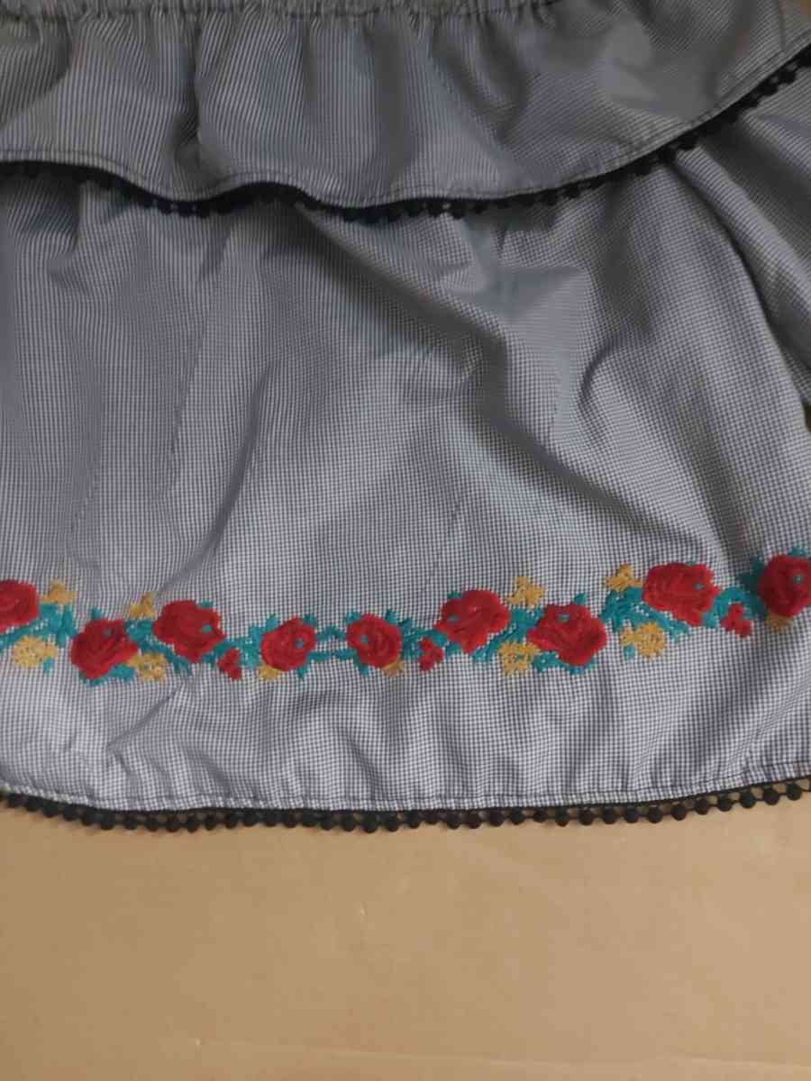 Bleuh Ciel Embroidered Gingham Boho Top BlackWhiteRed Size S - Atlanta, Georgia - FleaMarketBay