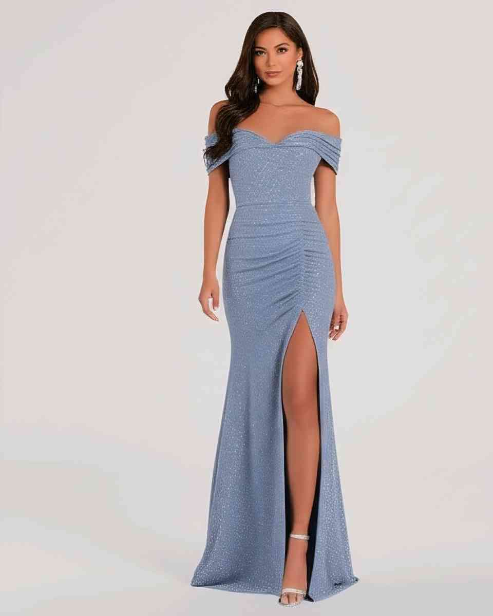 off shoulder slit gray dress glitter wedding prom new - Rancho Cucamonga, California