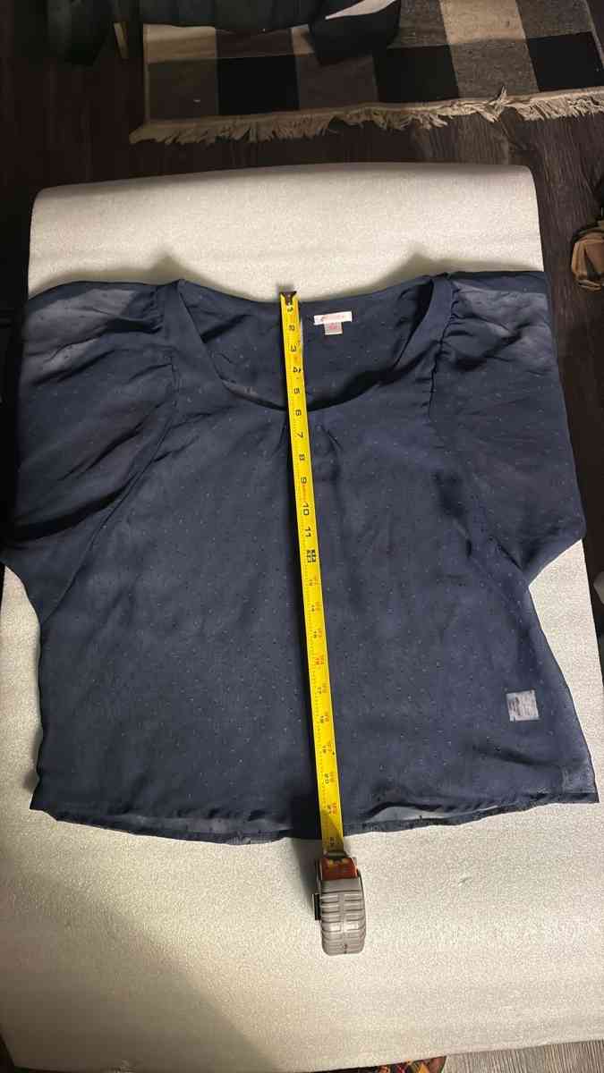 Xhilaration Sheer Navy Polka Dot Blouse Size S - Atlanta, Georgia - FleaMarketBay