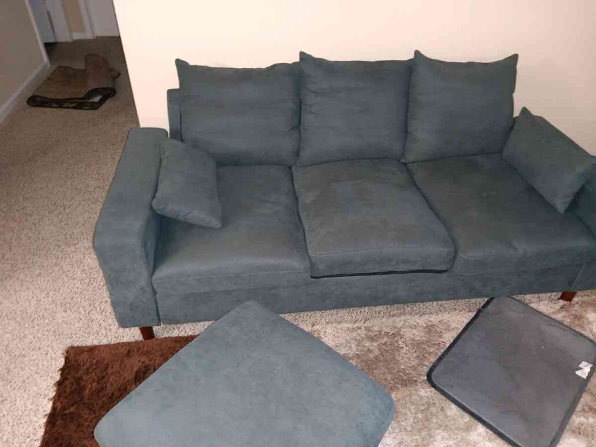couch and loveseat and cabinet with glass shelves very clean - Jacksonville, Florida - FleaMarketBay