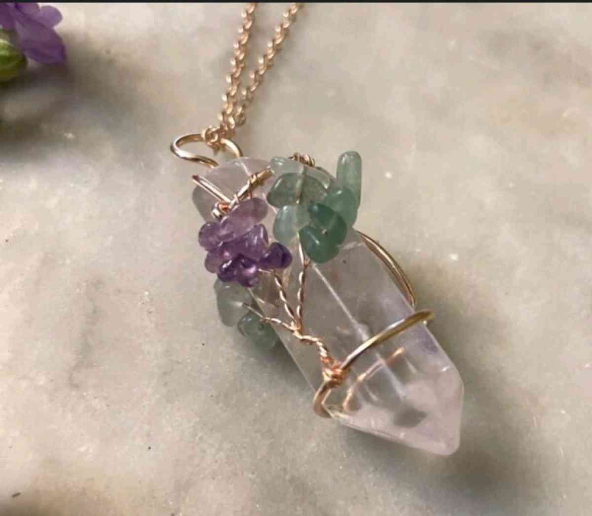 CRYSTAL QUARTZ WIRED TREE OF LIFE NECKLACE - Elysburg, Pennsylvania - FleaMarketBay