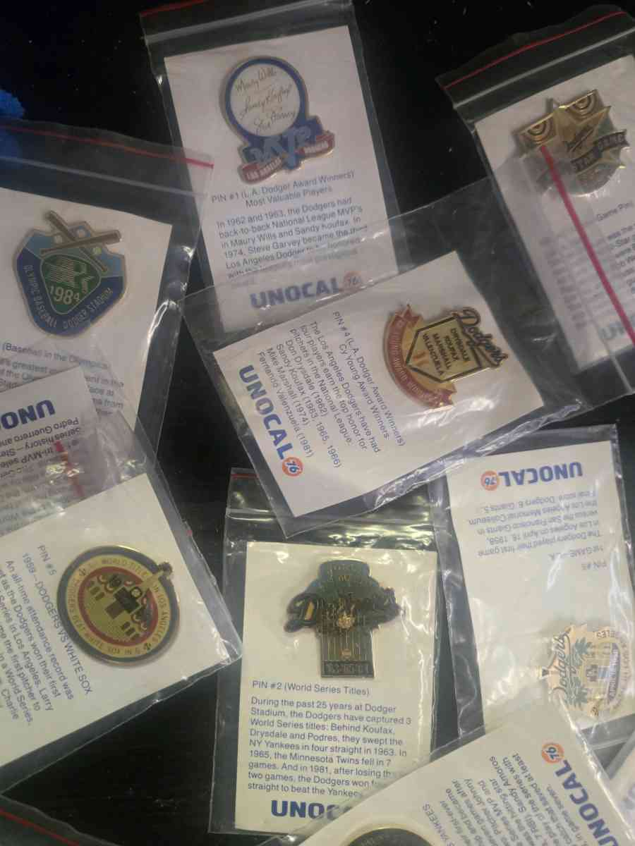 unocal vintage dodger pins from first day of ln LA and on - Chino Hills, California