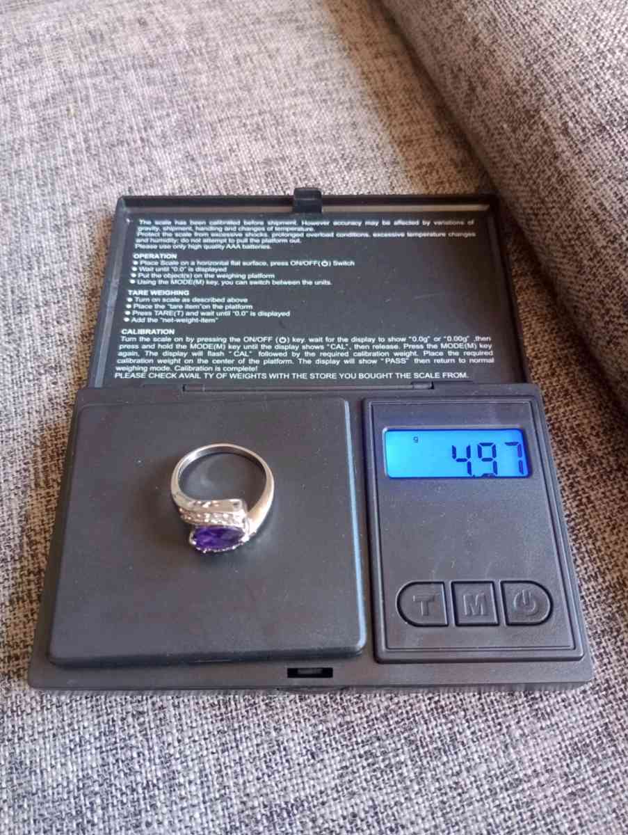 14K White Gold Amethyst and Diamond ring size 85 for women - Frostproof, Florida