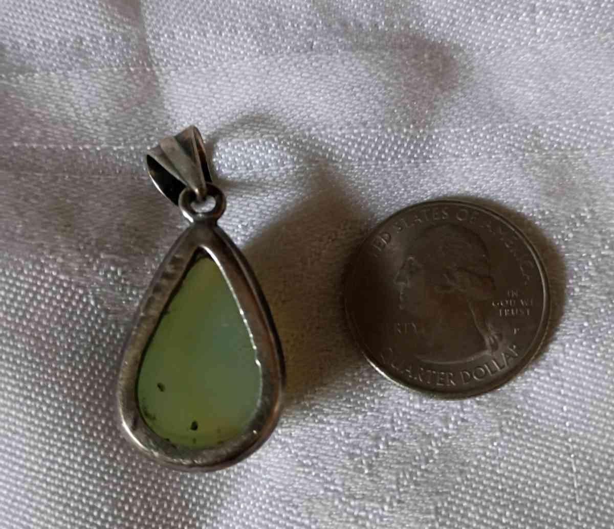 Vintage sterling and jade pendant - Brick, New Jersey - FleaMarketBay