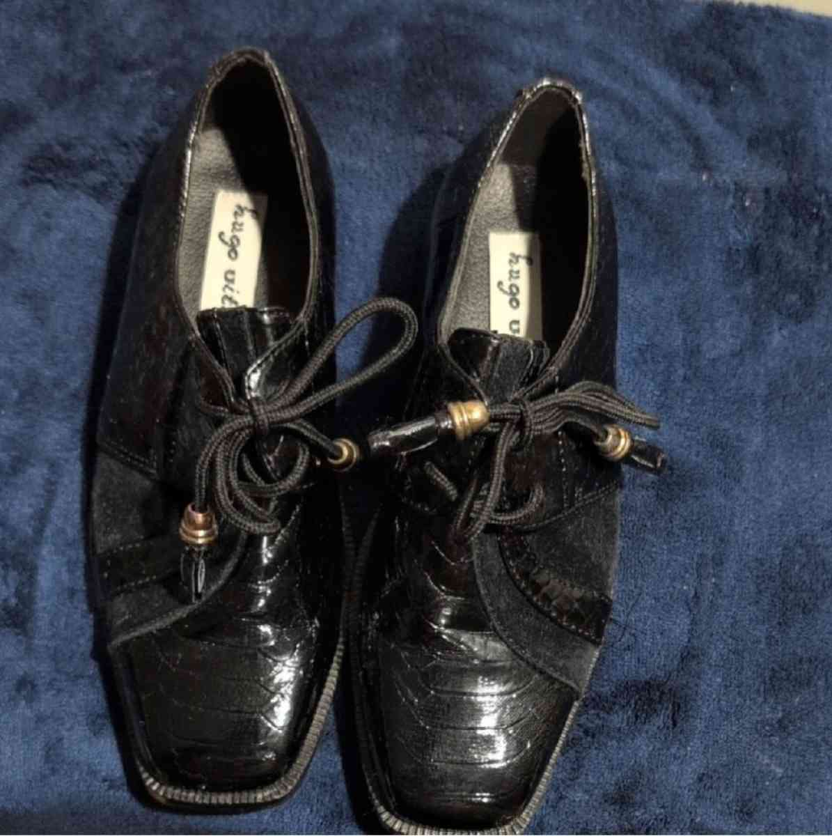 Glossy Black LaceUp Shoes with Beaded Laces size 13 - Baltimore, Ohio - FleaMarketBay