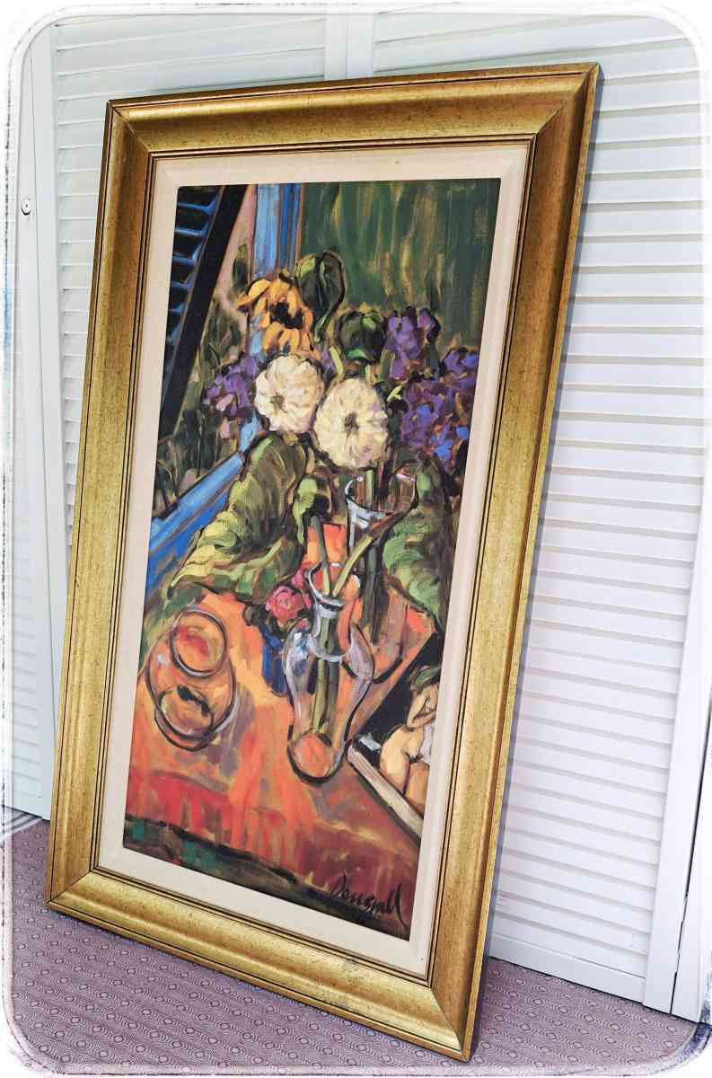 Vibrant Floral Still Life Art Print with Vase and Bowl - Lunenburg, Massachusetts - FleaMarketBay