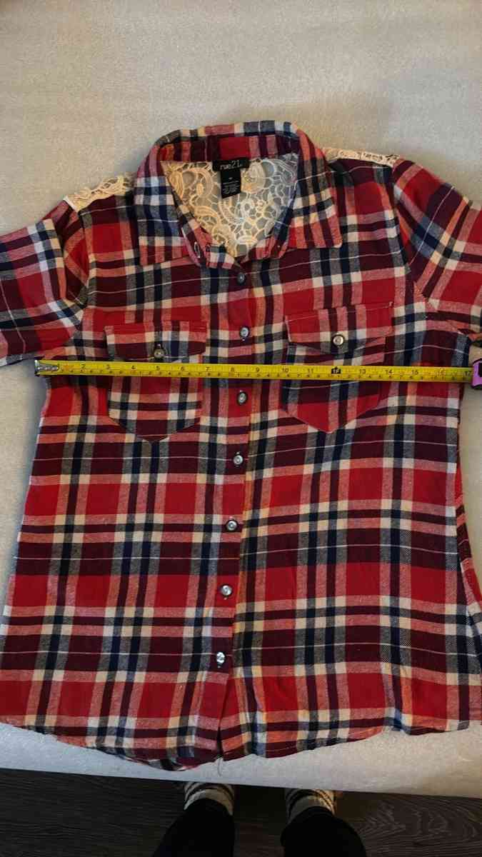 Rue21 Womens Western Lace Plaid Long Sleeve Button Down Top - Atlanta, Georgia - FleaMarketBay