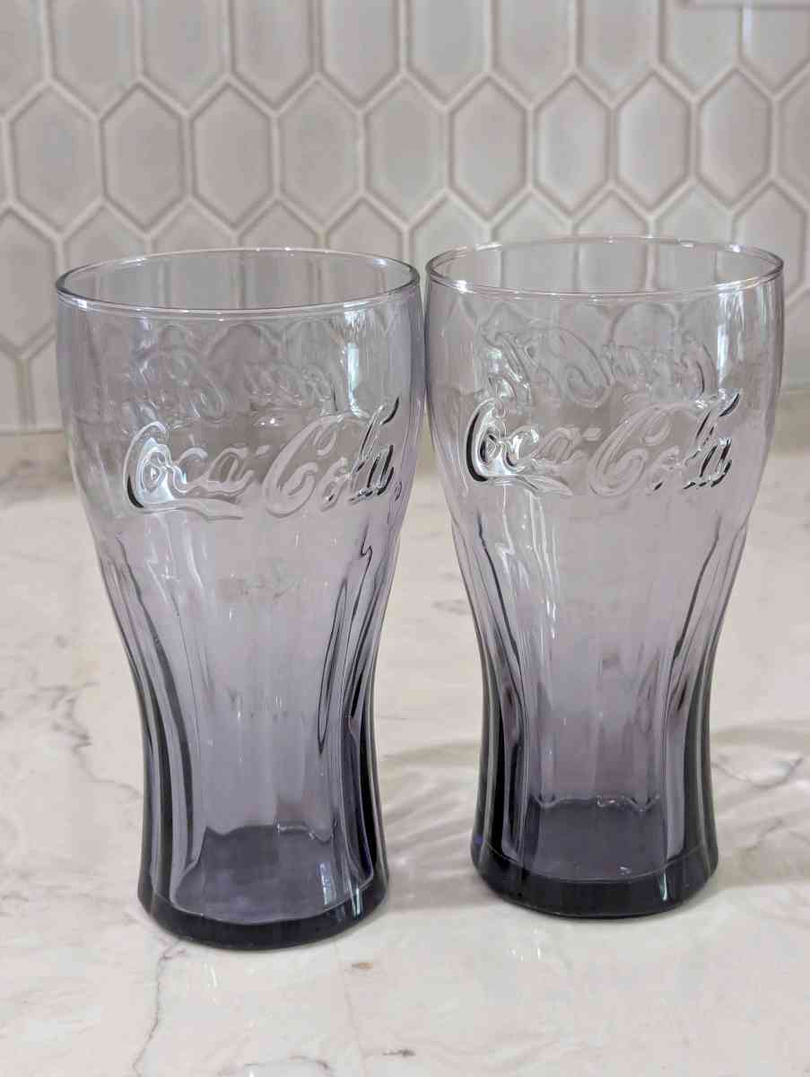 Pair of Purple CocaCola Glasses