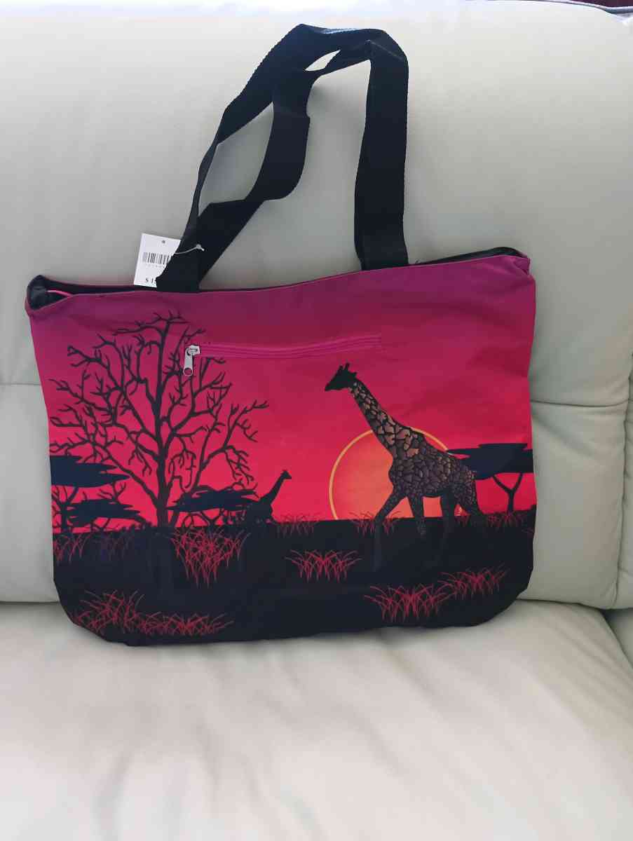 Pink and Black Savanna Scene Tote Bag - Frostproof, Florida