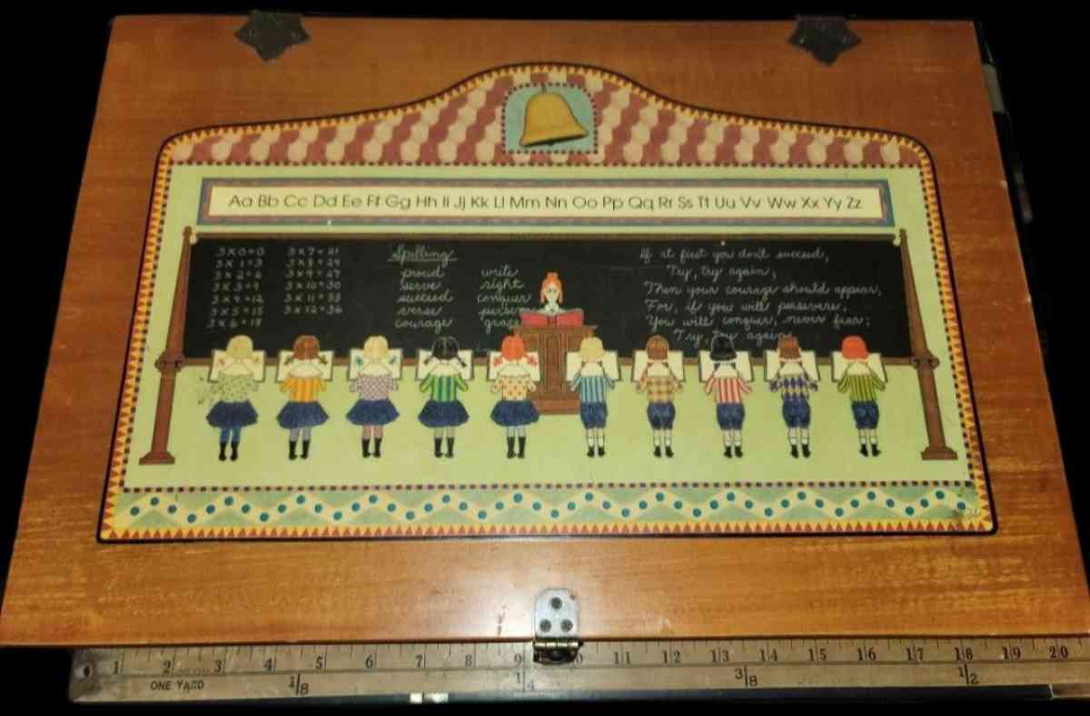 Wooden teachers school classroom documents and mementos case - Austin, Texas