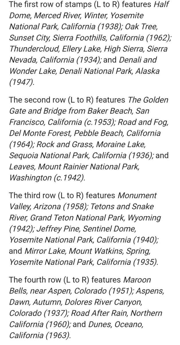 FOREVER STAMPS One lot 26 panes of 16 Beautiful Ansel Adams - Corning, California - FleaMarketBay