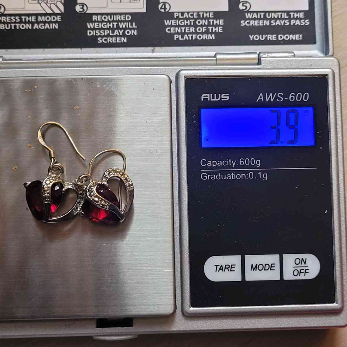 NICHOLAS Red and Silver Dangle Earrings - Austin, Texas - FleaMarketBay
