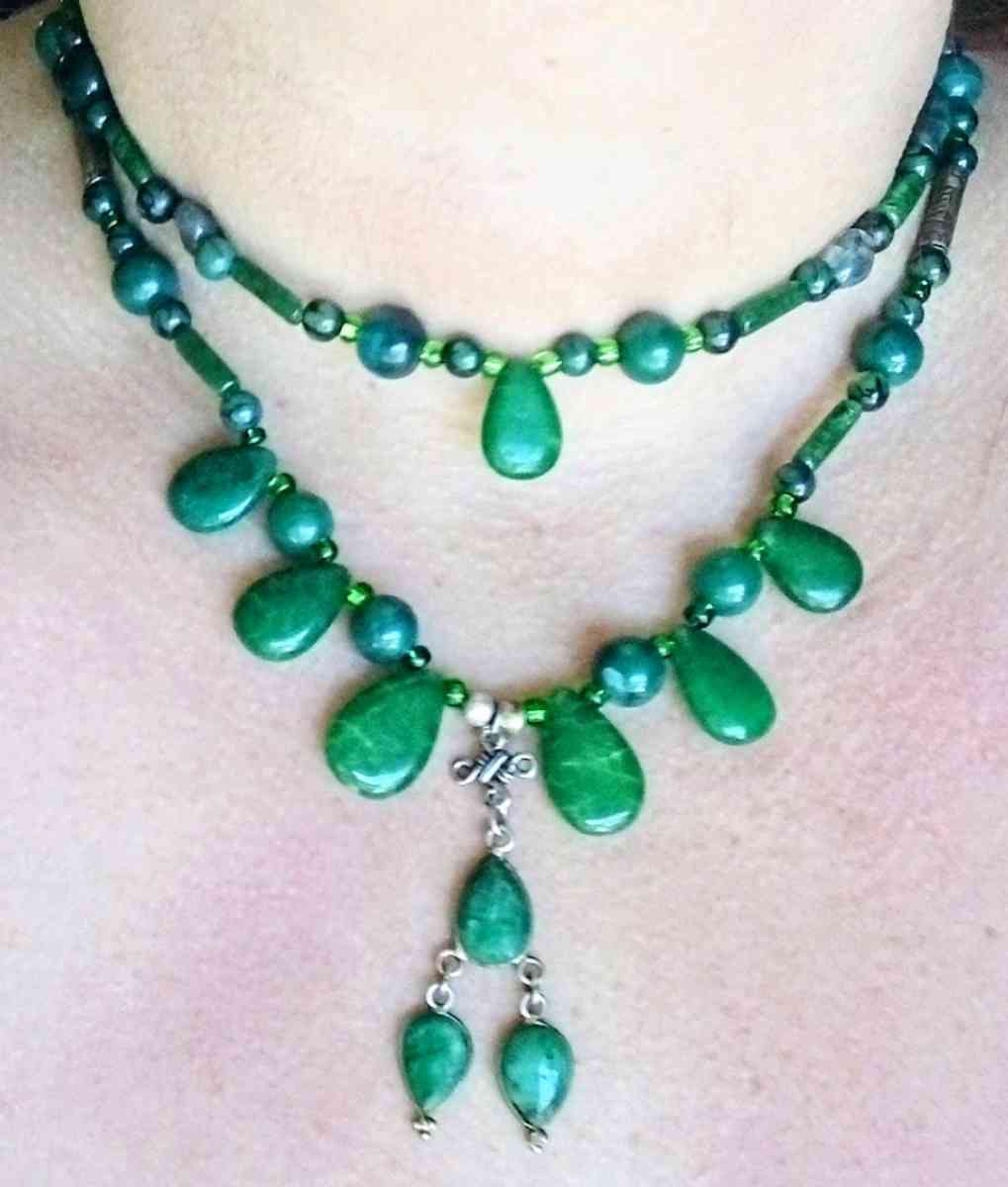 Handmade double strand emerald necklace - Alturas, California - FleaMarketBay