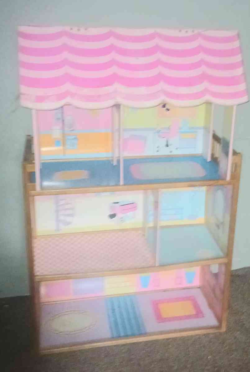 Large 5 Foot Wooden Doll House - La Porte, Indiana - FleaMarketBay