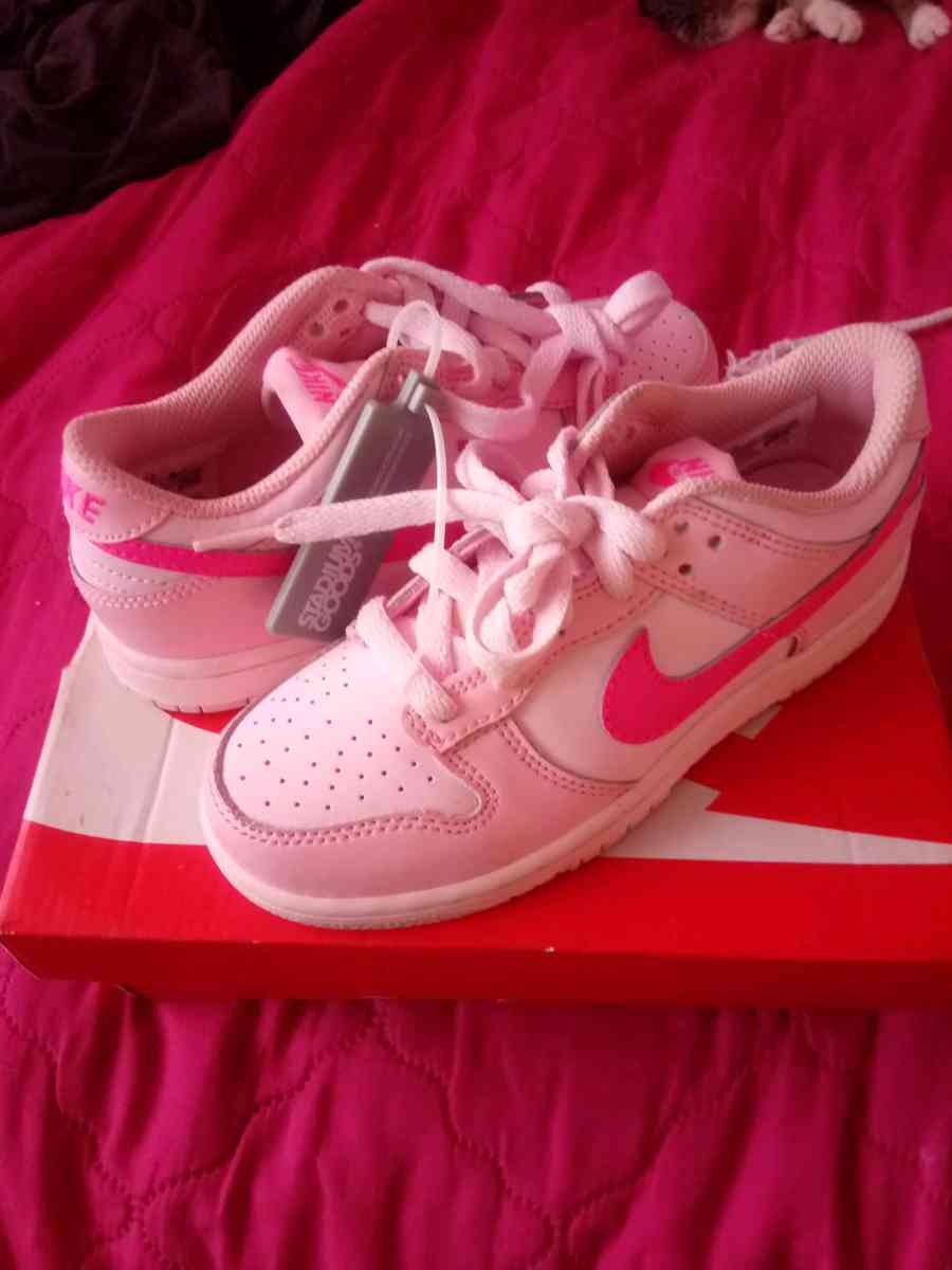 Nike Dunk Low Triple Pink Swoosh Sneakers PreSchool Size 13C