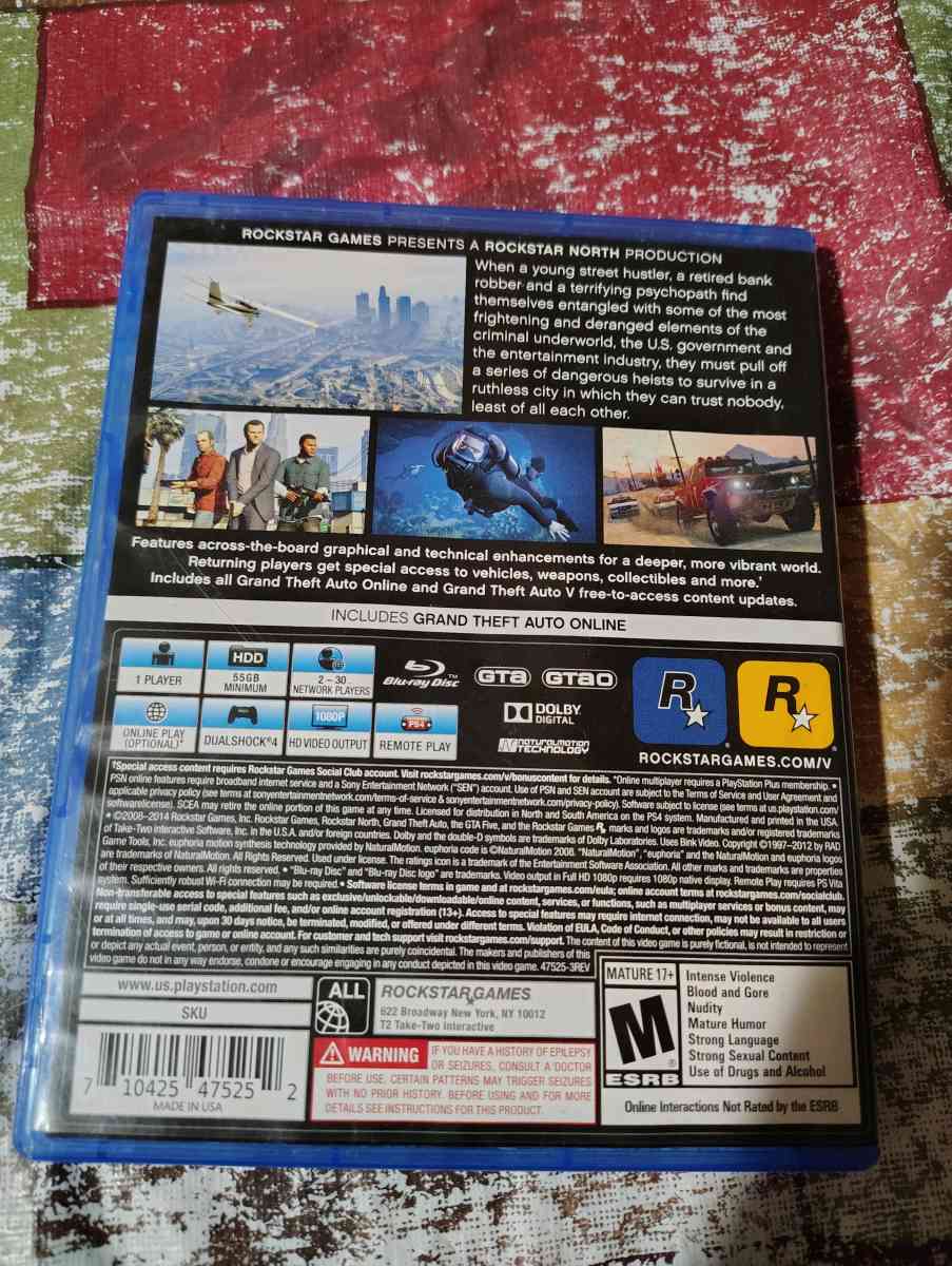 GTA Five PS4 Disc looks brand new still hasmap - Scottsburg, Indiana - FleaMarketBay