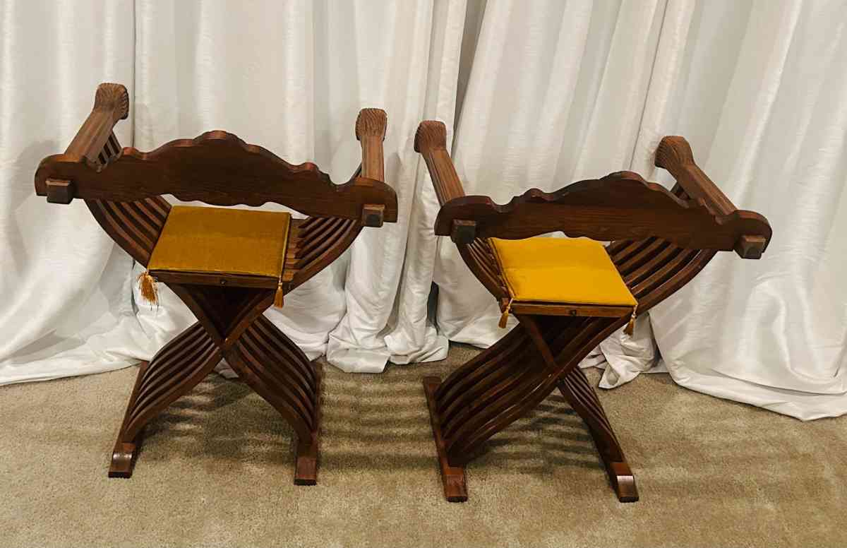 Pair Of Savonarola Lion Head Folding Thrones - Claremont, California - FleaMarketBay