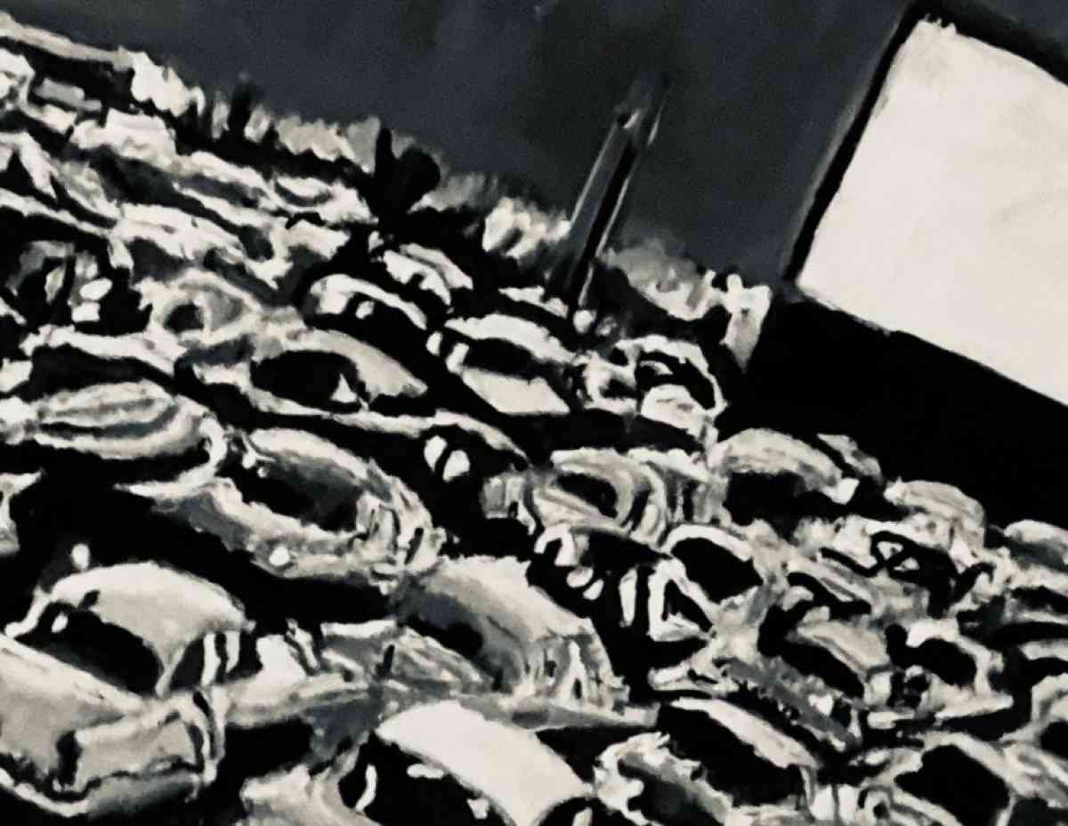 Original Old Car Movie Drive In GG  11 x 14 Black  White Can - Pflugerville, Texas - FleaMarketBay