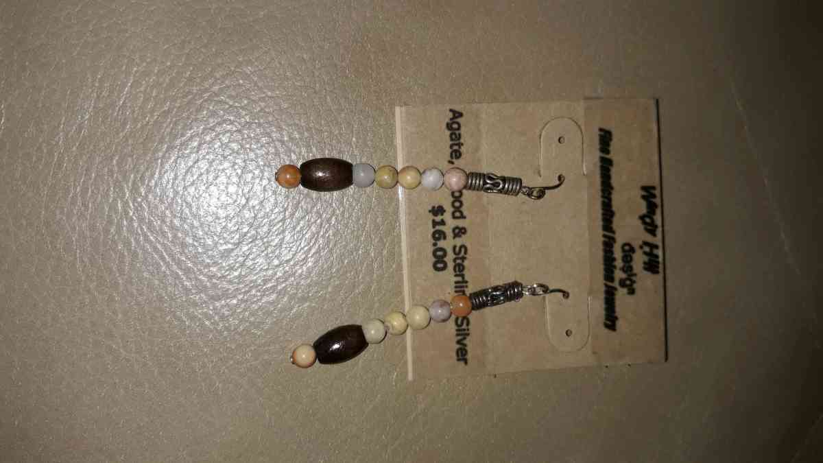 Agate and Wood Earrings - Fairview, North Carolina