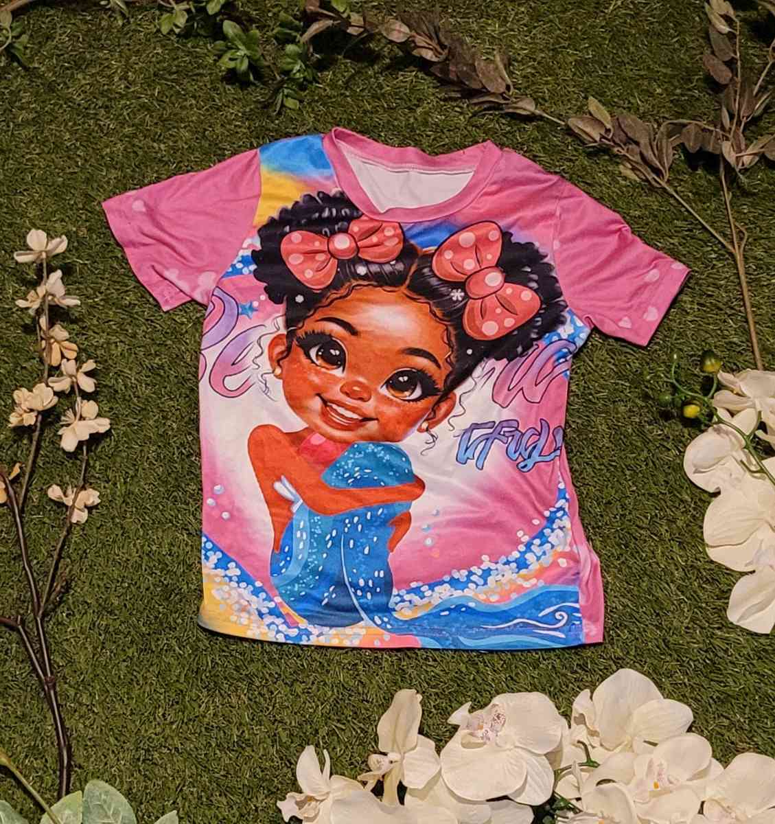 Multicolored Princess Tee with Bows and Big Eyes - Baltimore, Maryland