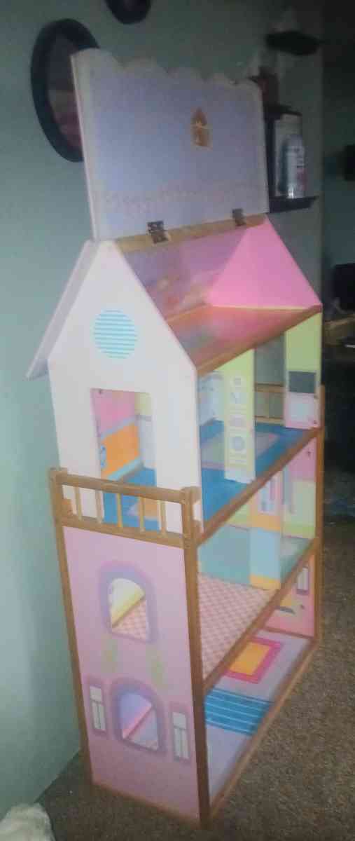 Large 5 Foot Wooden Doll House - La Porte, Indiana - FleaMarketBay
