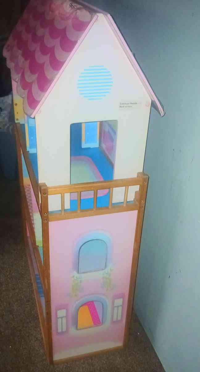 Large 5 Foot Wooden Doll House - La Porte, Indiana - FleaMarketBay