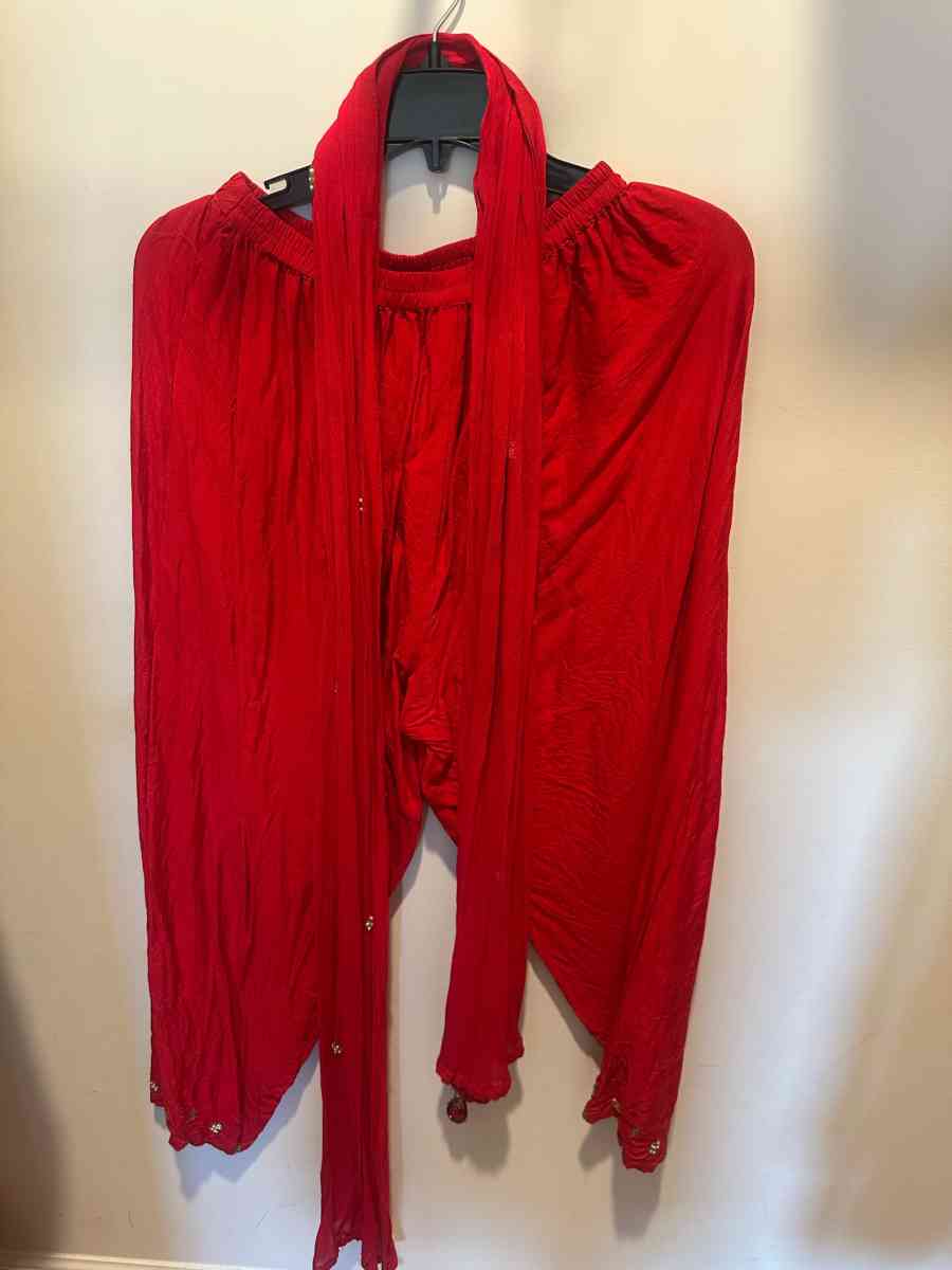 complete dress set in bright red color with all border work - Columbia, South Carolina - FleaMarketBay