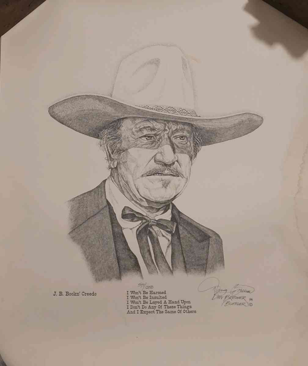 JOHN WAYNE FOUR FACES WEST LITHOGRAPH PRINT BY GIL ORTEGA 19 - Austin, Texas - FleaMarketBay