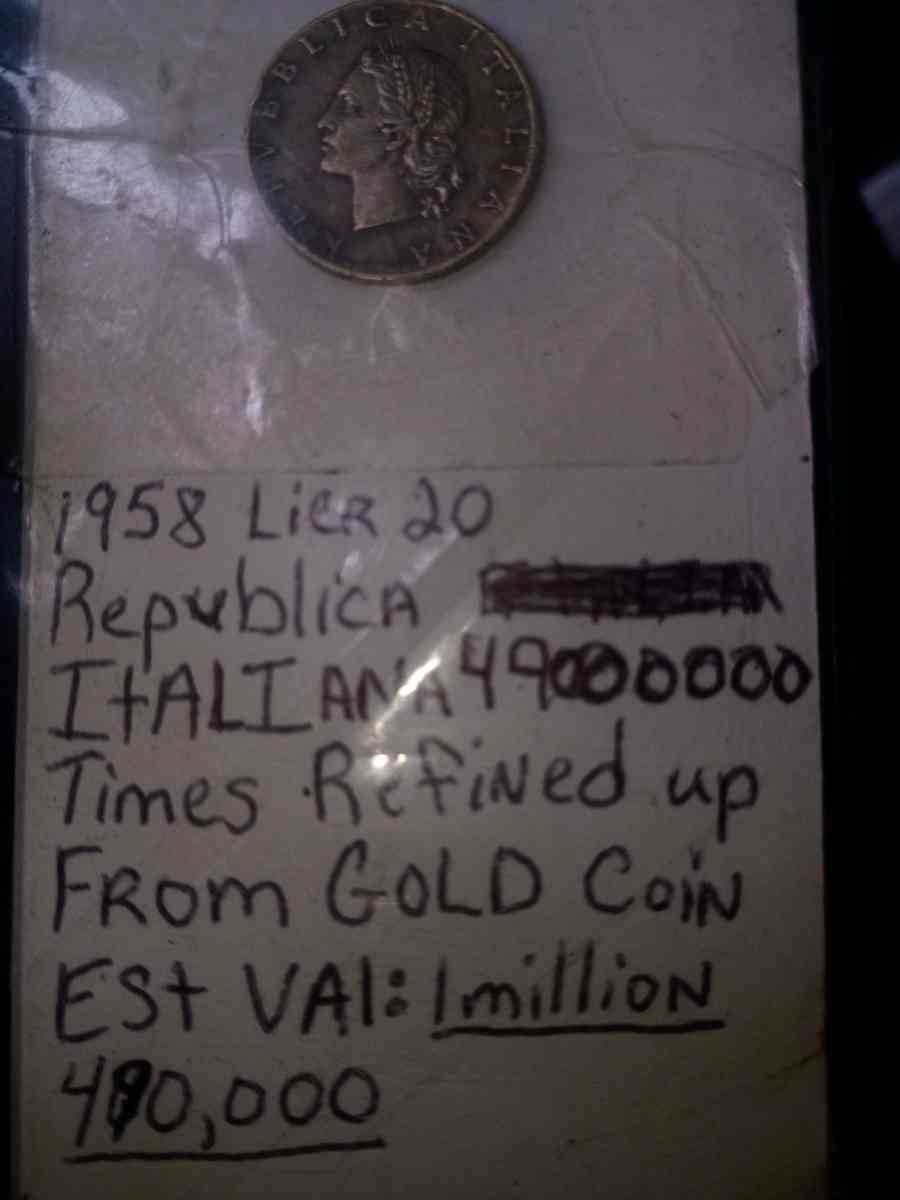 1958 gold Republica Italian Lier 20 coin 1 of a kind - Dayton, Ohio
