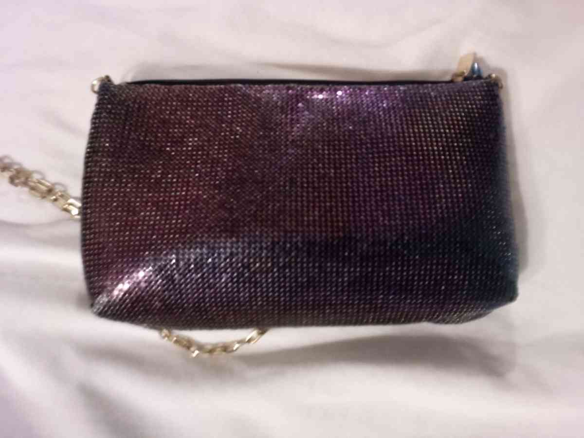 Purple Pinkish Sparkling Metallic Purse with gold chain - El Cajon, California - FleaMarketBay