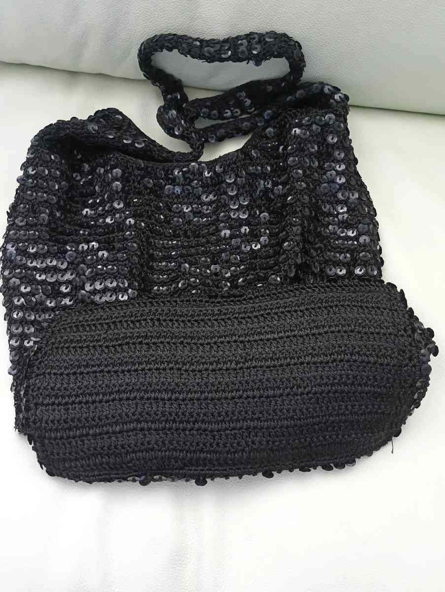 Vintage Sequin Slouchy Hobo Knit Shoulder Bag - Frostproof, Florida - FleaMarketBay