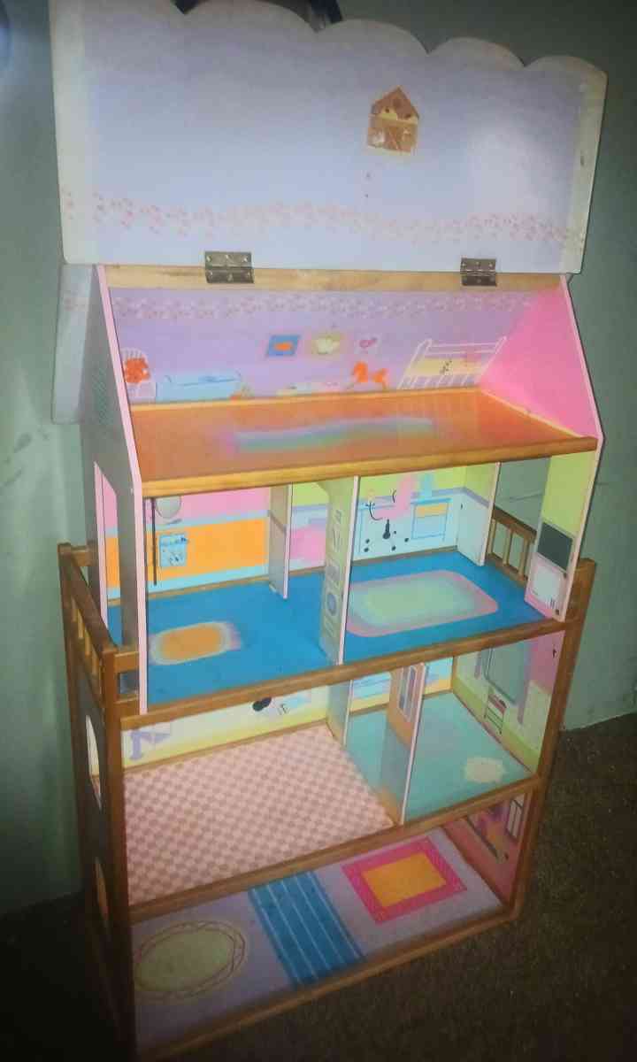 Large 5 Foot Wooden Doll House - La Porte, Indiana - FleaMarketBay