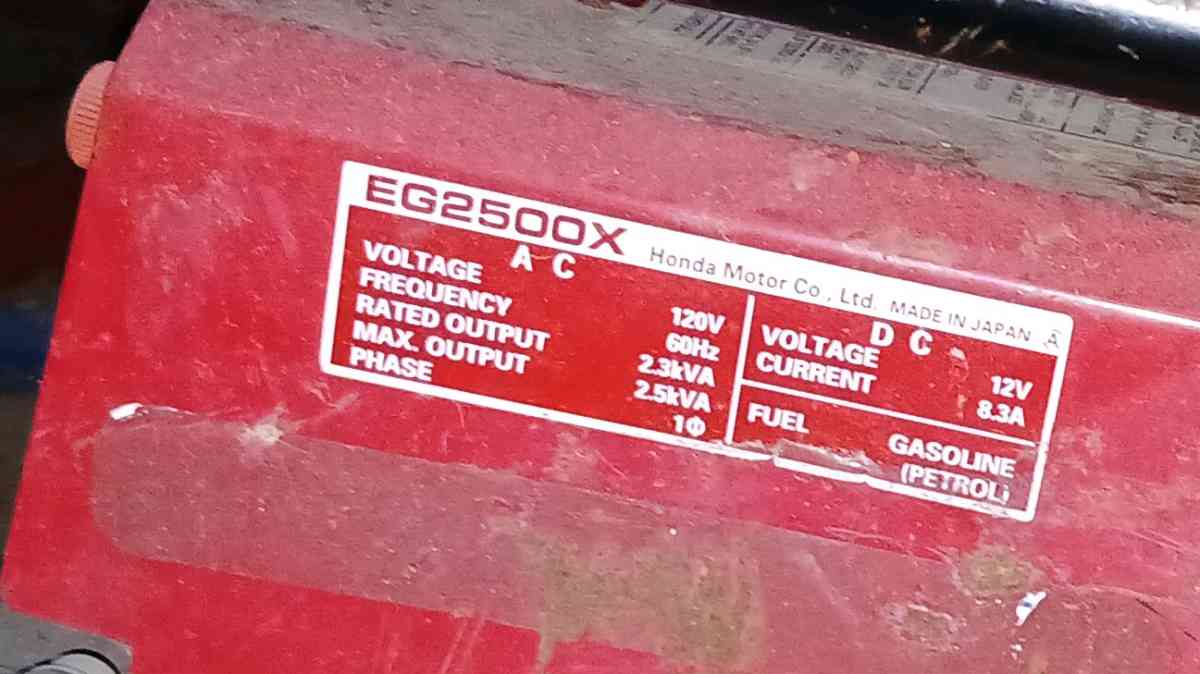 EG 2500x Honda Motor Generator - New Castle, Indiana - FleaMarketBay