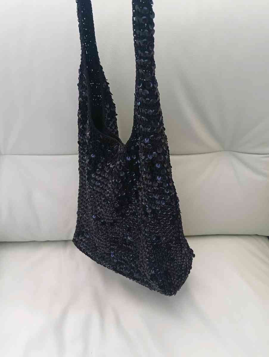Vintage Sequin Slouchy Hobo Knit Shoulder Bag - Frostproof, Florida - FleaMarketBay