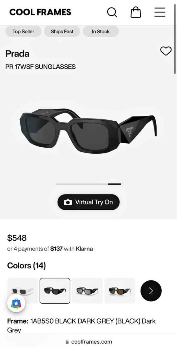 Prada Unisex Shades PR17WS - Arlington, Texas - FleaMarketBay