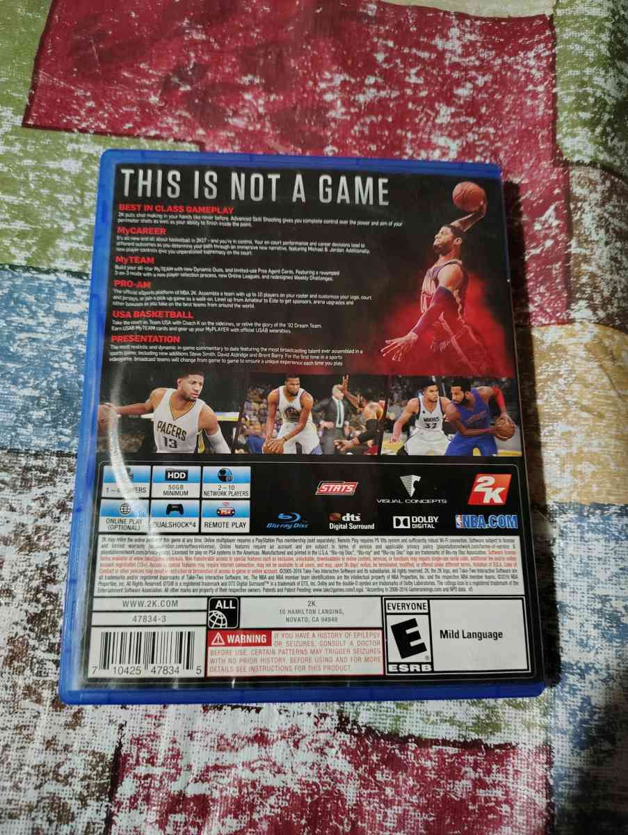 NBA 2k17 PS4 Disk and case like new Paul George smoke free h - Scottsburg, Indiana - FleaMarketBay