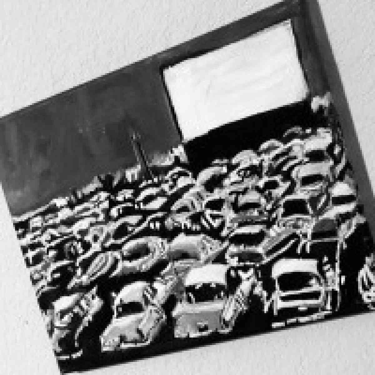 Original Old Car Movie Drive In GG  11 x 14 Black  White Can - Pflugerville, Texas - FleaMarketBay