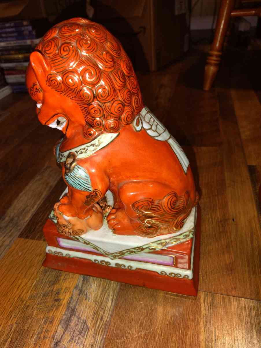 ancient Chinese red glaze porcelain Fengshui Foo Fu Dog - Scottsburg, Indiana - FleaMarketBay