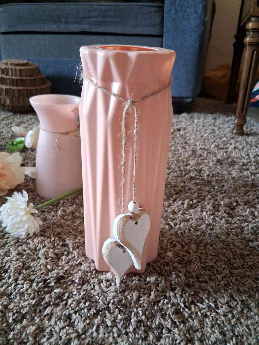 Pink vase with hearts
