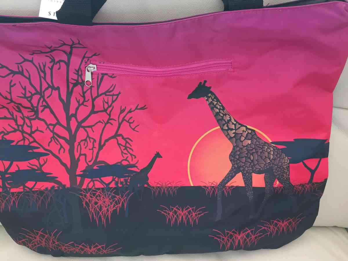 Pink and Black Savanna Scene Tote Bag - Frostproof, Florida - FleaMarketBay