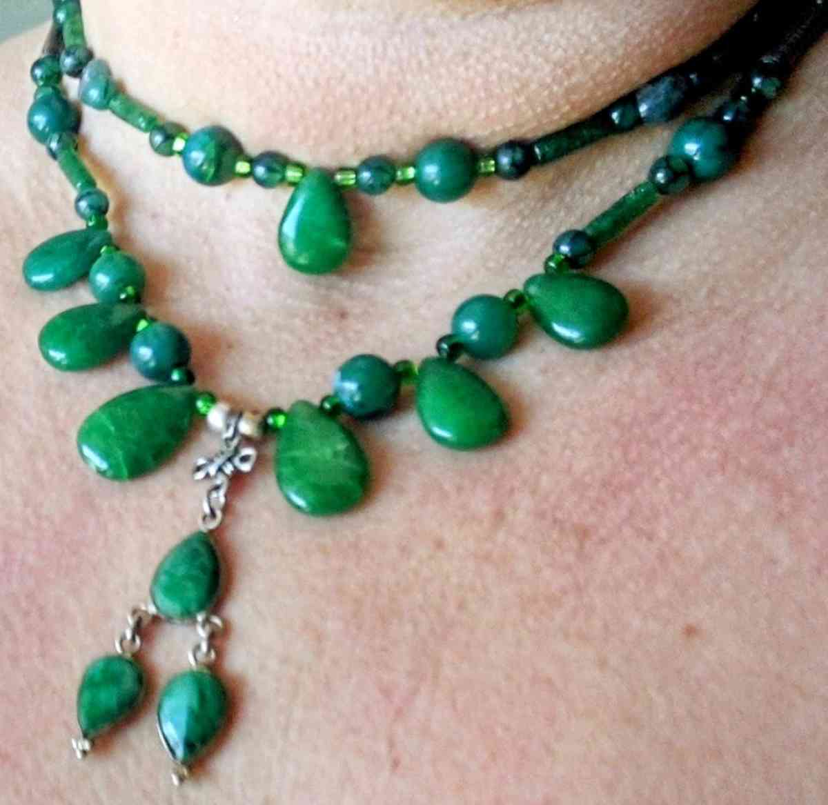 Handmade double strand emerald necklace - Alturas, California