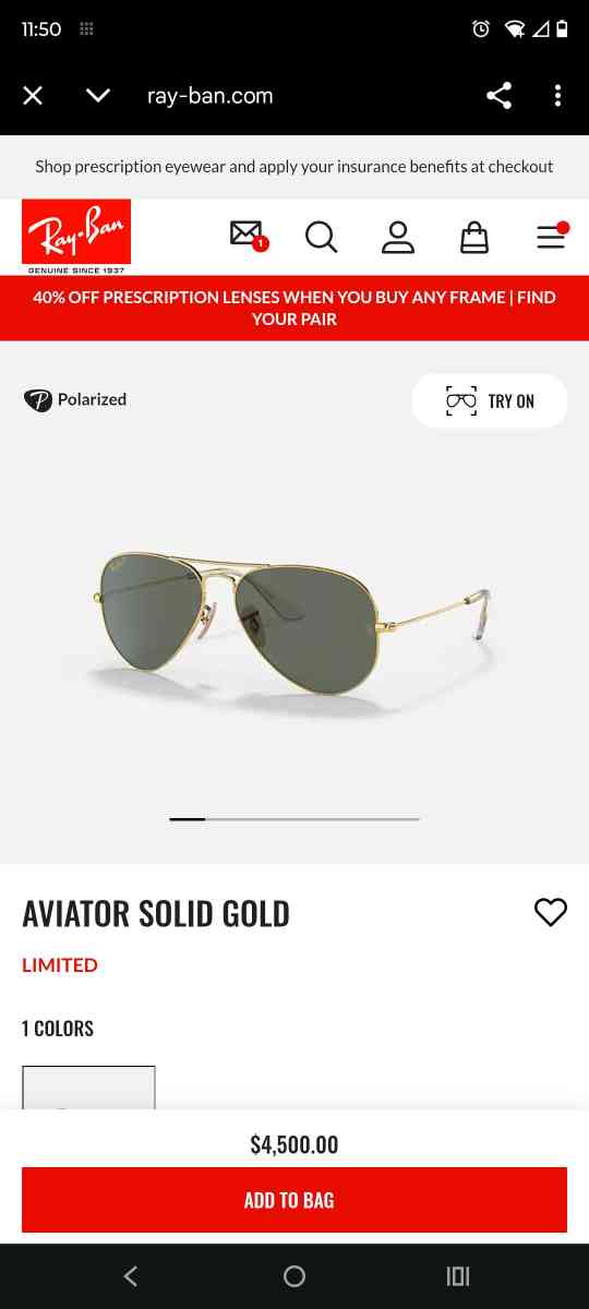 rayban Aviator Gold sunglasses - Cleveland, Texas - FleaMarketBay