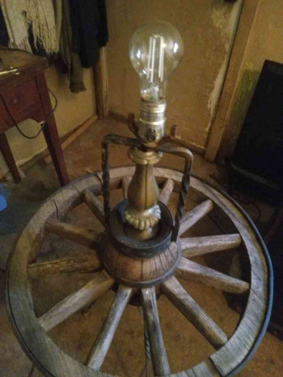 Antique Wagon Wheel Lamp - Rockhouse, Kentucky - FleaMarketBay