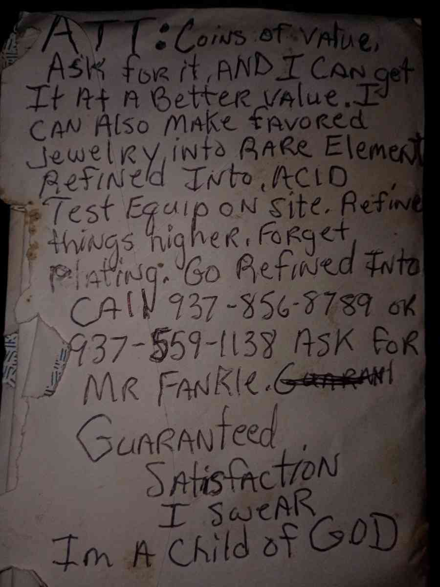 Coins of value refined into rare elements and jewelry - Dayton, Ohio