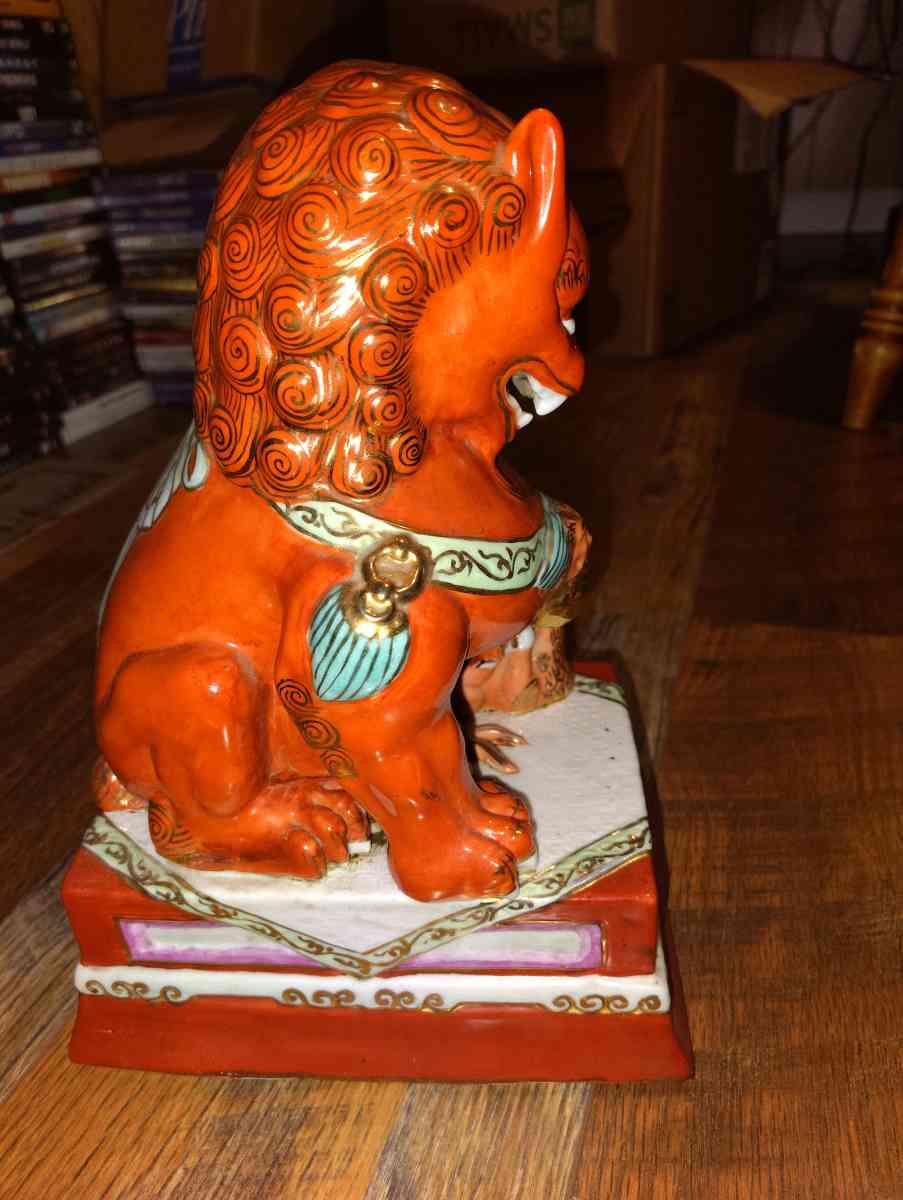 ancient Chinese red glaze porcelain Fengshui Foo Fu Dog - Scottsburg, Indiana - FleaMarketBay