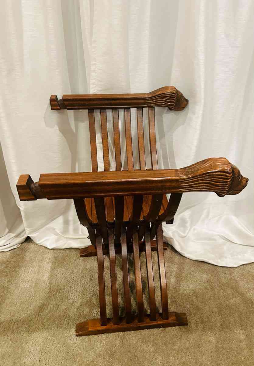 Pair Of Savonarola Lion Head Folding Thrones - Claremont, California - FleaMarketBay