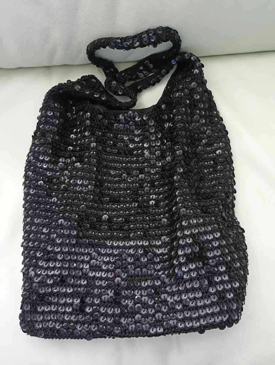 Vintage Sequin Slouchy Hobo Knit Shoulder Bag - Frostproof, Florida - FleaMarketBay