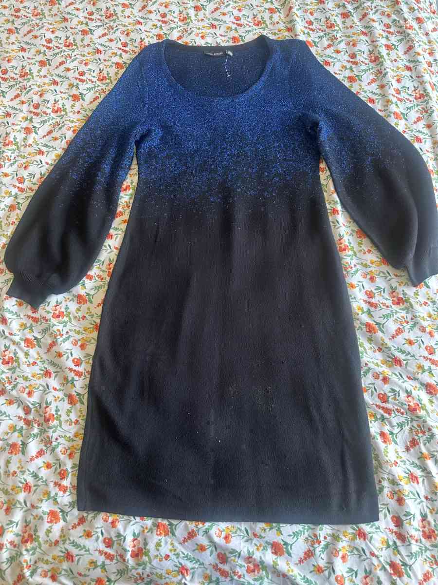 long balloon sleeve sweater dress with two color combination - Columbia, South Carolina